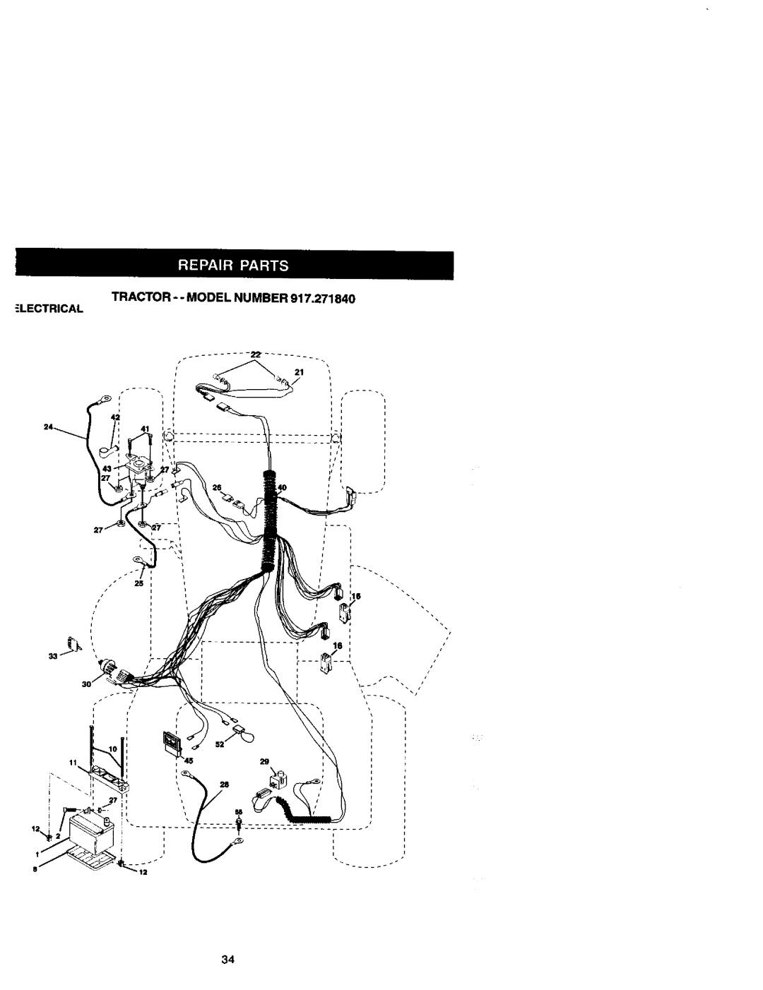 Craftsman 917.27184 owner manual TRACTOR- Model Number Lectrical 