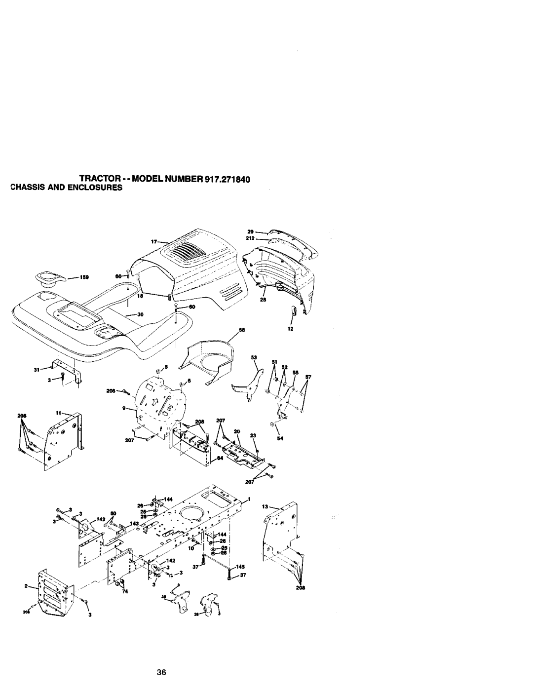 Craftsman owner manual Tractor -- Model Number 917.271840 Chassis and Enclosures 