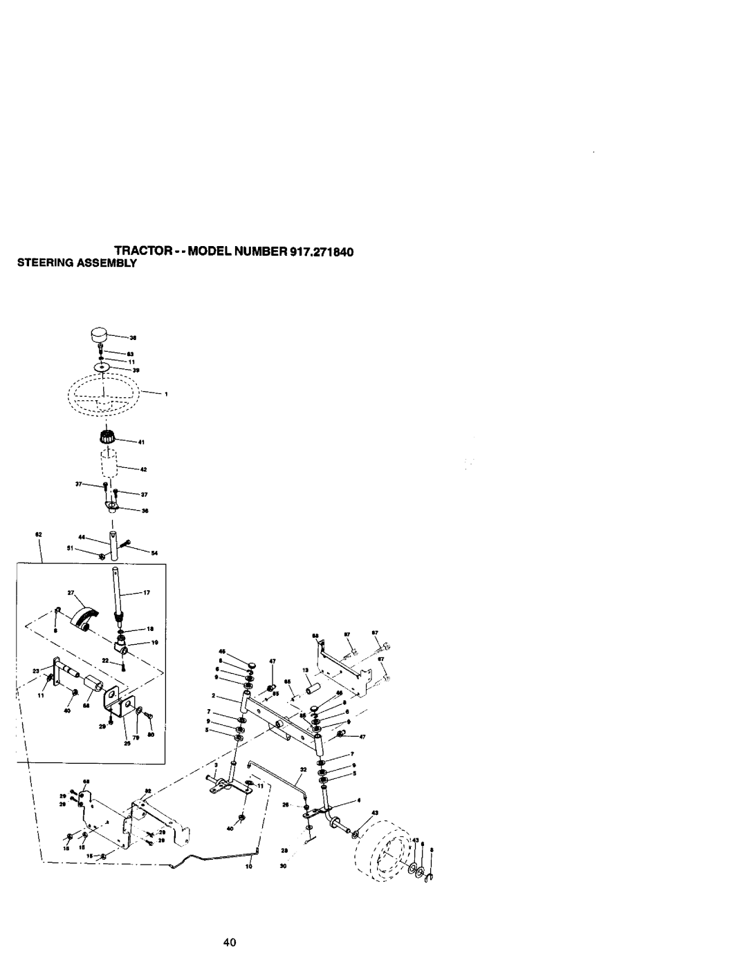 Craftsman owner manual Tractor - Model Number 917.271840 Steering Assembly 