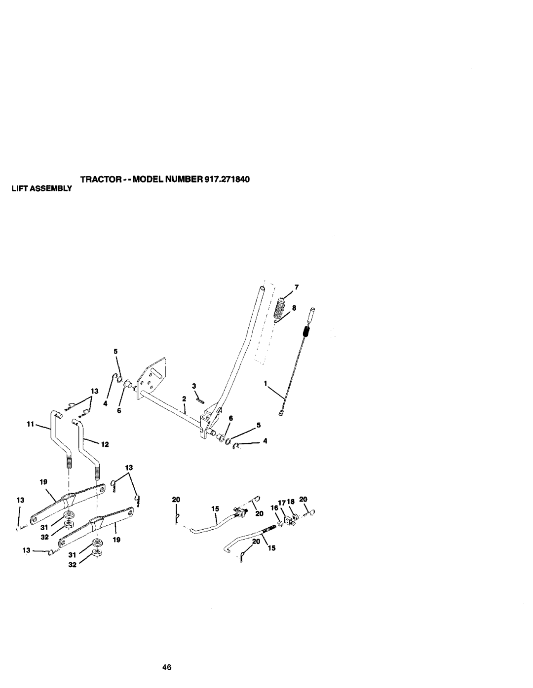 Craftsman 917.27184 owner manual TRACTOR- Model Number Lift Assembly 