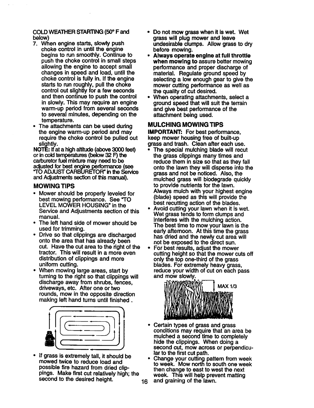 Craftsman 917.27191 owner manual Mulching Mowing Tips 