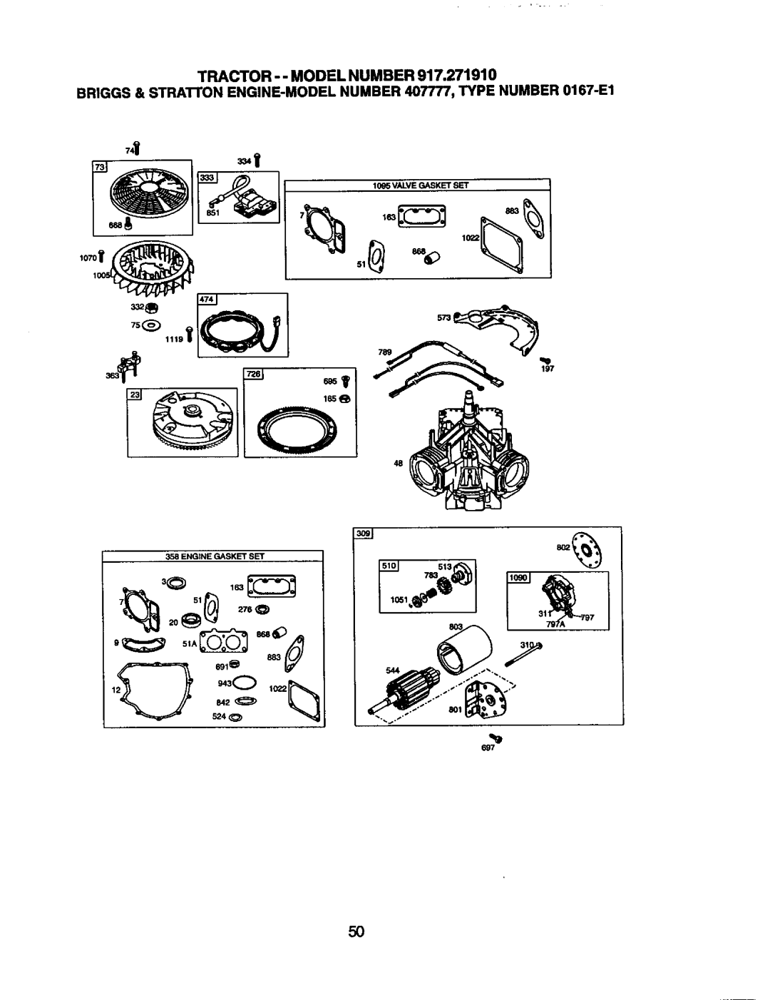 Craftsman 917.27191 owner manual Valve Gasket SET 