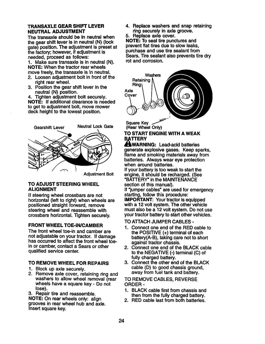 Craftsman 917.27191 owner manual Replace axle cover 