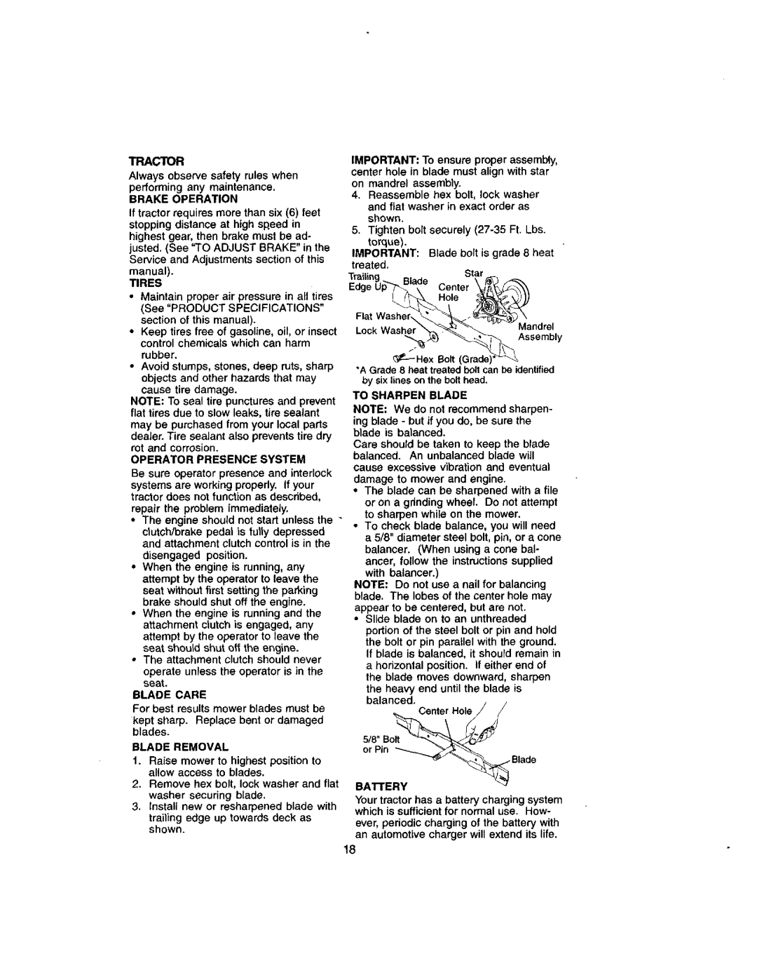 Craftsman 917.272051 owner manual Tractor 