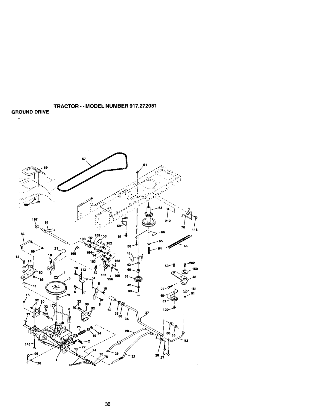 Craftsman 917.272051 owner manual Tractor - Model Number Ground Drive 