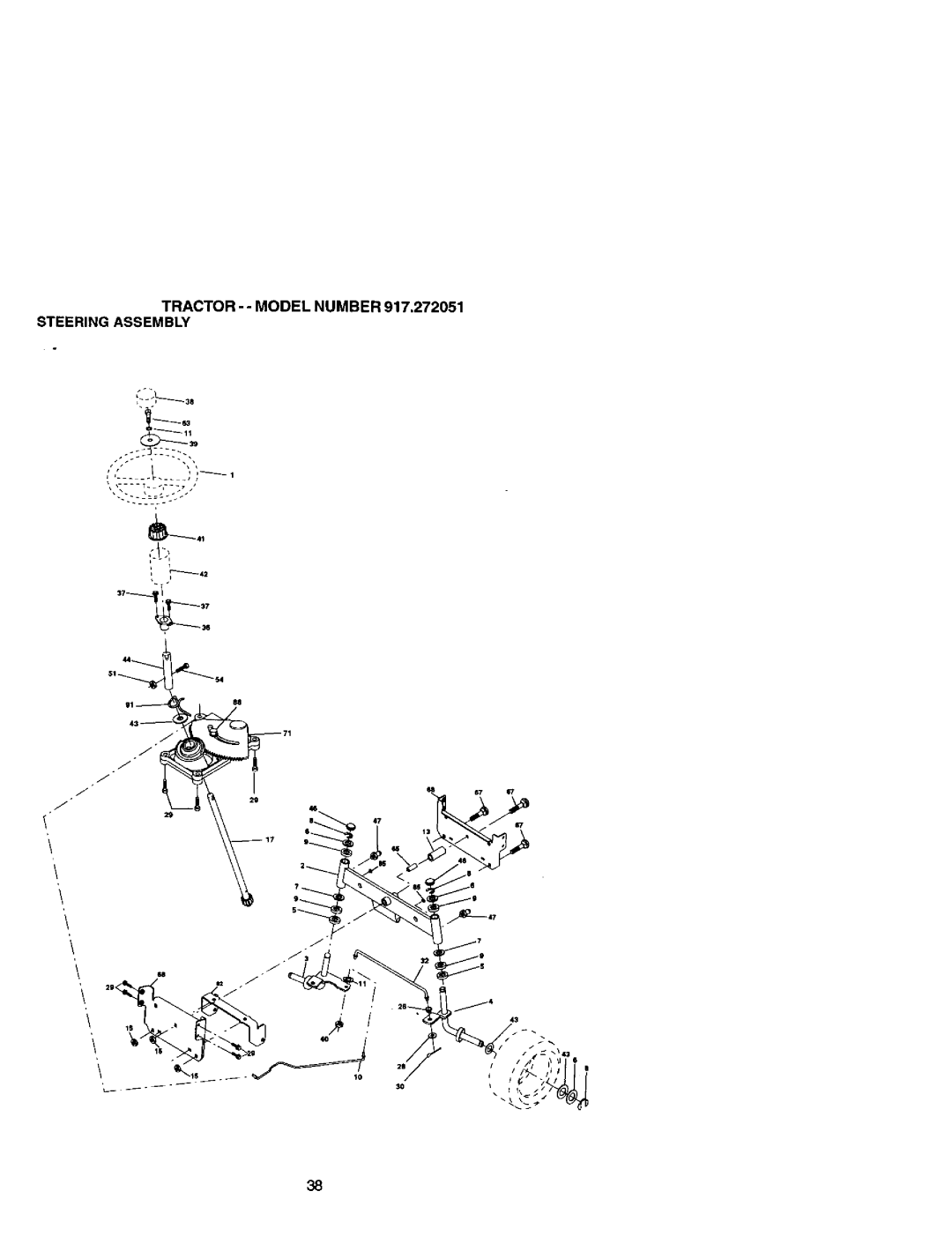 Craftsman owner manual Tractor - Model Number 917.272051 Steering Assembly 