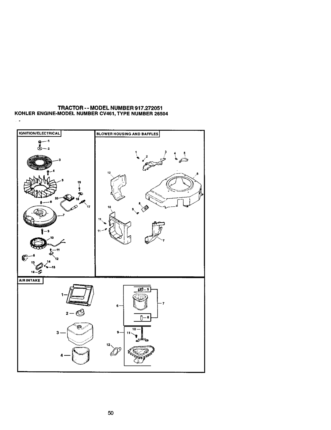 Craftsman 917.272051 owner manual Blower Housing and Baffles l 