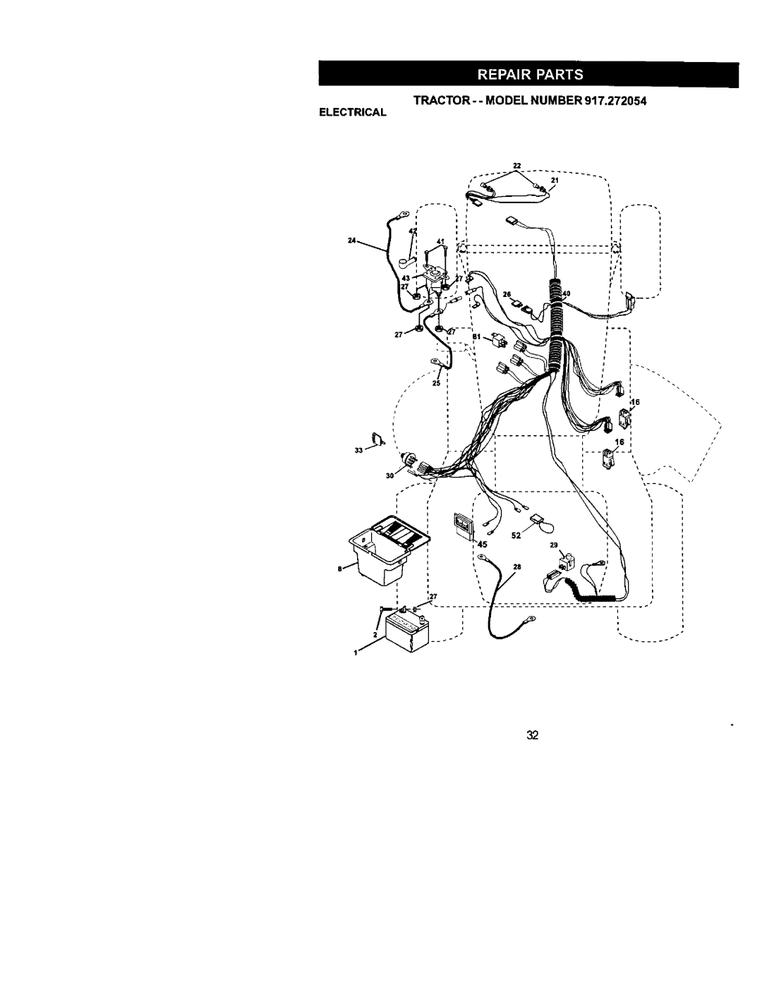 Craftsman 917.272054 owner manual TRACTOR- -MODEL NUM BER Electrical 