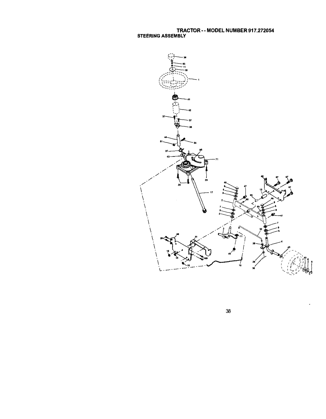 Craftsman 917.272054 owner manual TRACTOR--MODEL Number Steering Assembly 