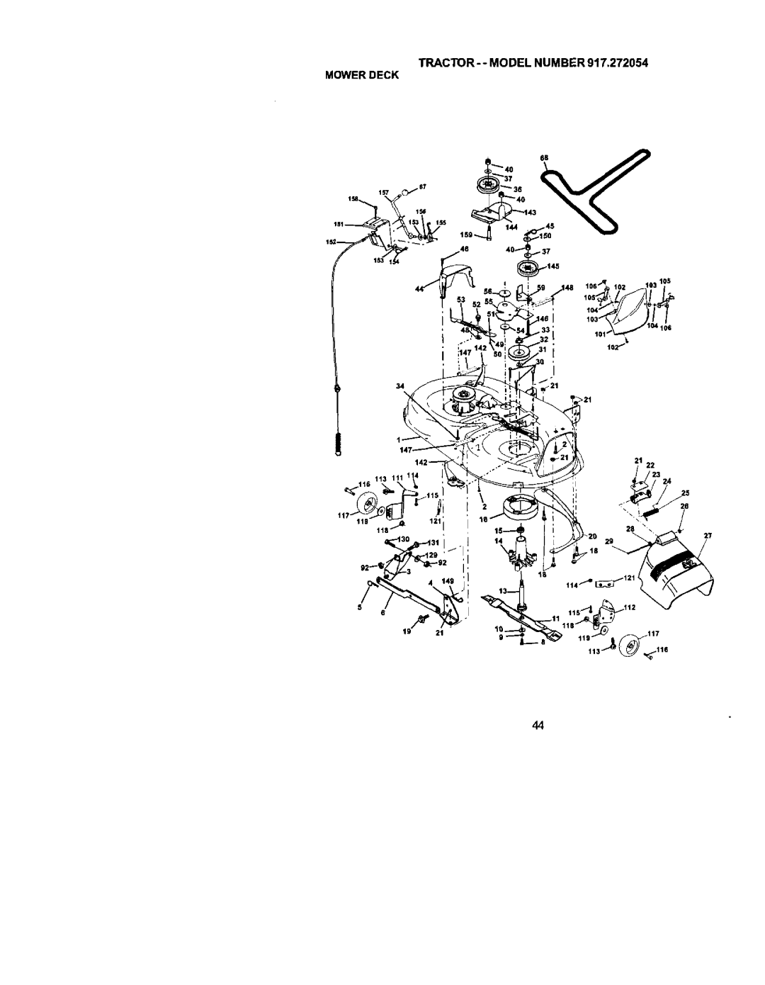 Craftsman 917.272054 owner manual TRACTOR-- Model Number Mowerdeck 