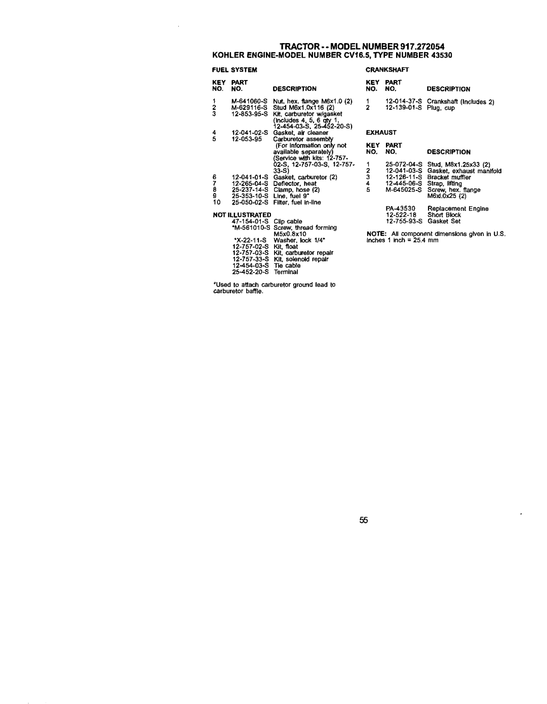 Craftsman 917.272054 owner manual Available, Exhaus 