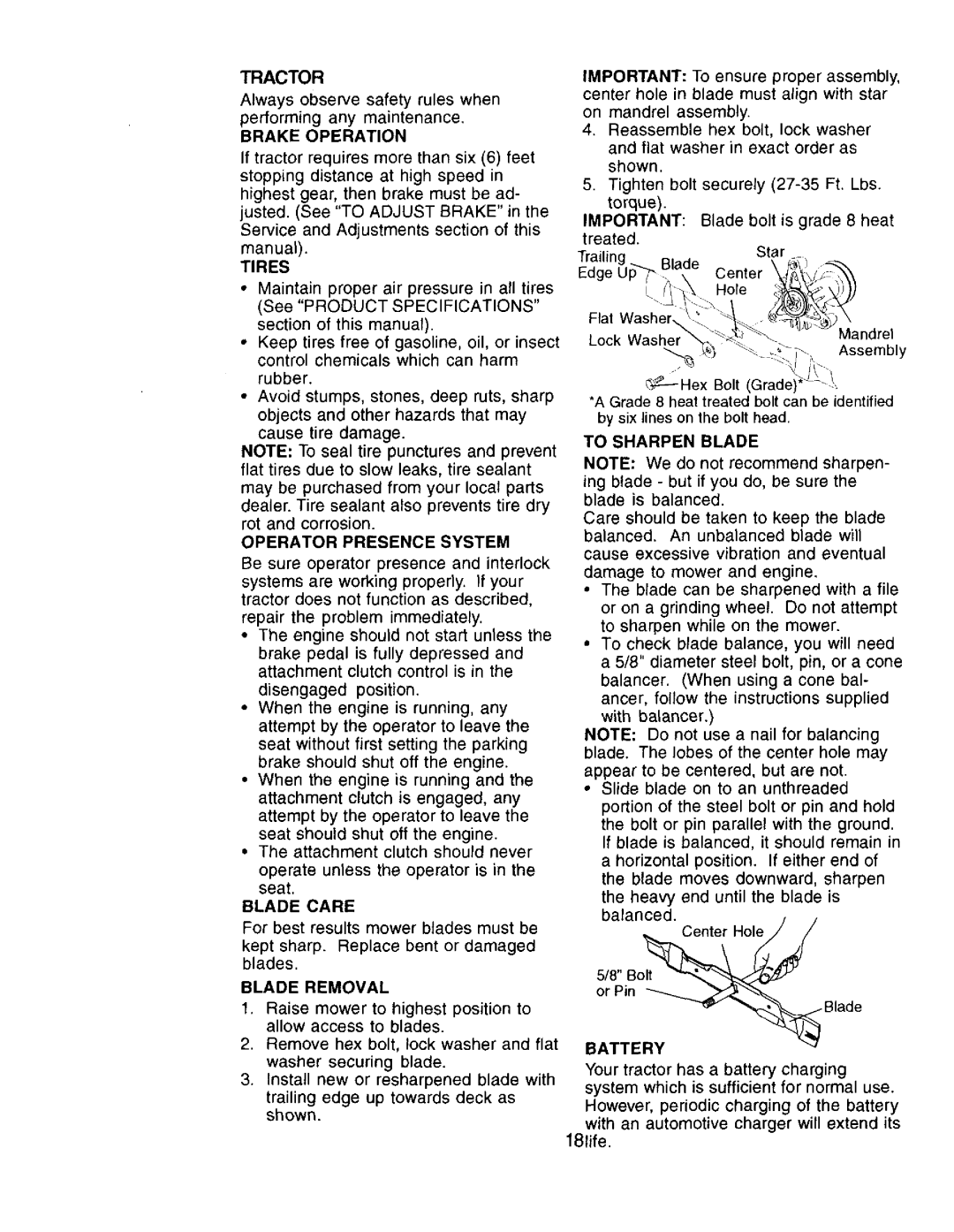 Craftsman 917.272057 owner manual Tractor 