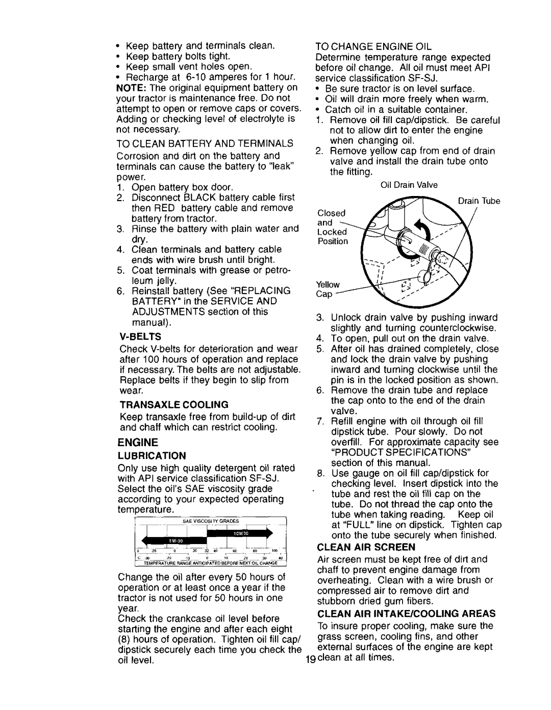 Craftsman 917.272057 owner manual Belts, Transaxle Cooling, Lubrication, Clean AIR Screen, Clean AIR INTAKE/COOLING Areas 