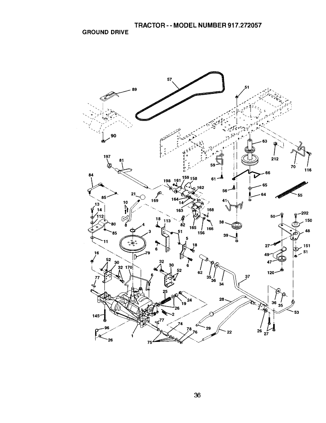 Craftsman 917.272057 owner manual Tractor - Model Number Ground Drive 