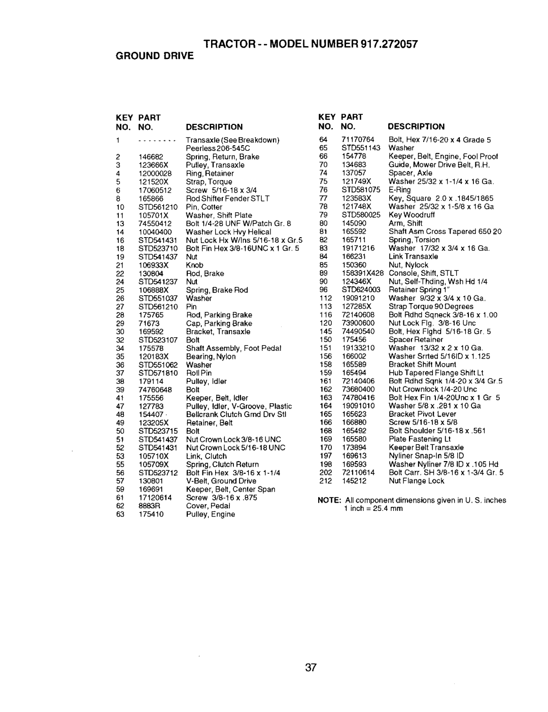 Craftsman 917.272057 owner manual Tractor - Model Number Grounddrive 