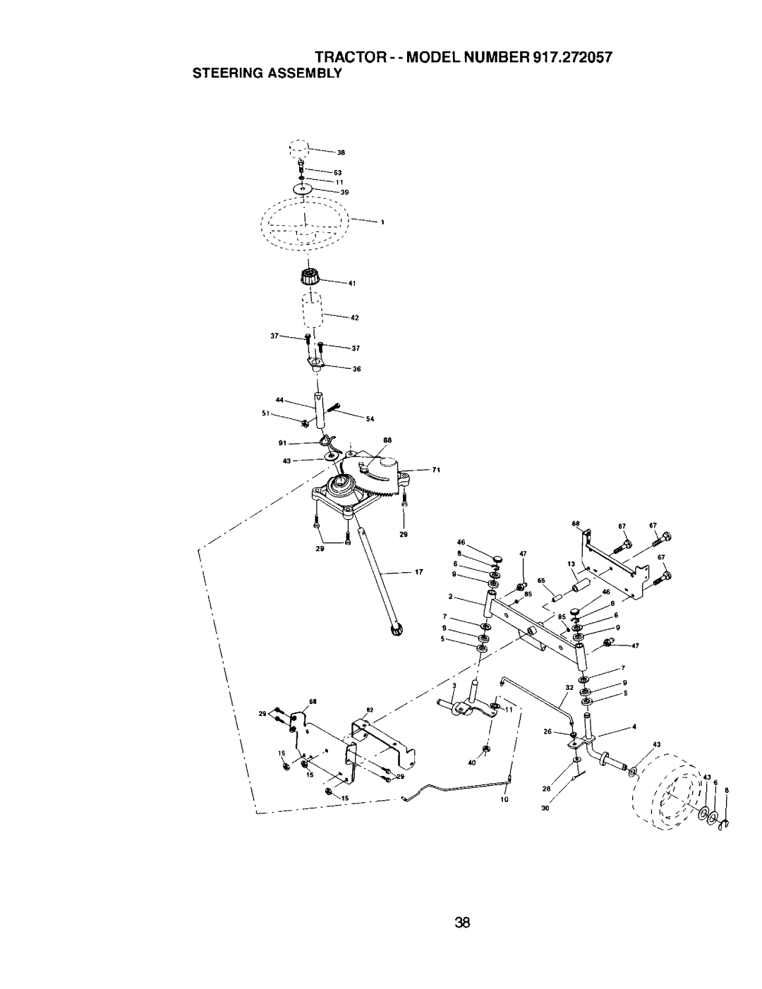 Craftsman owner manual Tractor - Model Number 917.272057 Steering Assembly 