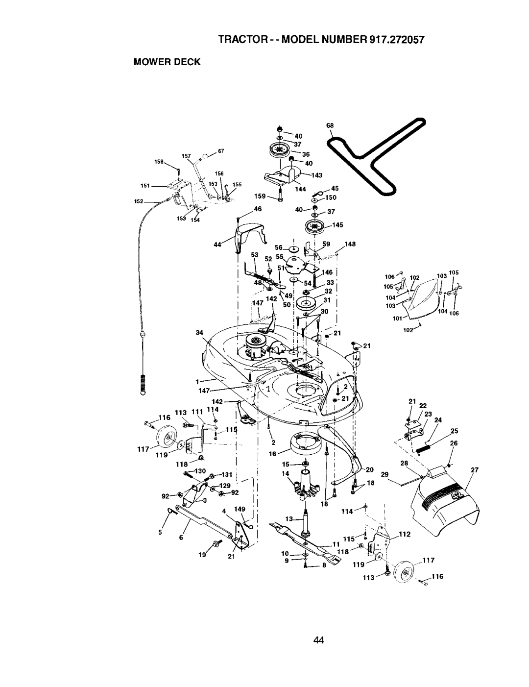 Craftsman 917.272057 owner manual Tractor - Model Number, Mower Deck 