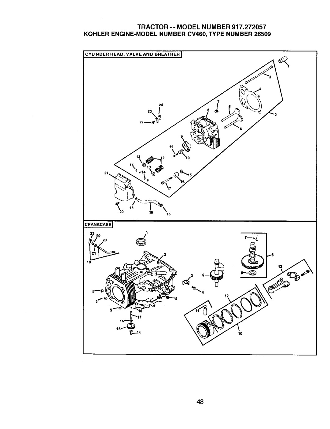 Craftsman 917.272057 owner manual Ylinder HEAD, Valve and Breather 