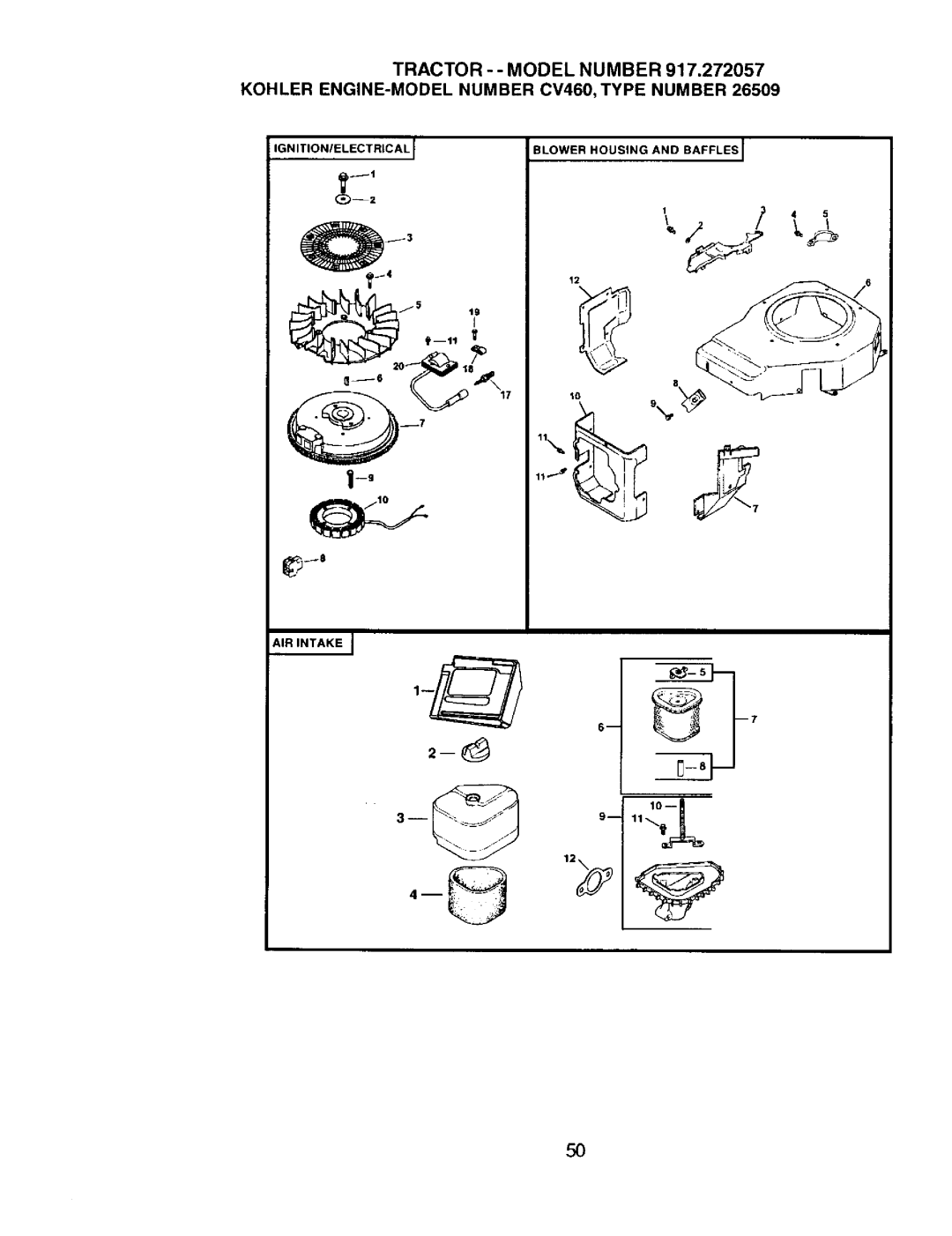 Craftsman 917.272057 owner manual AIR Intake J 