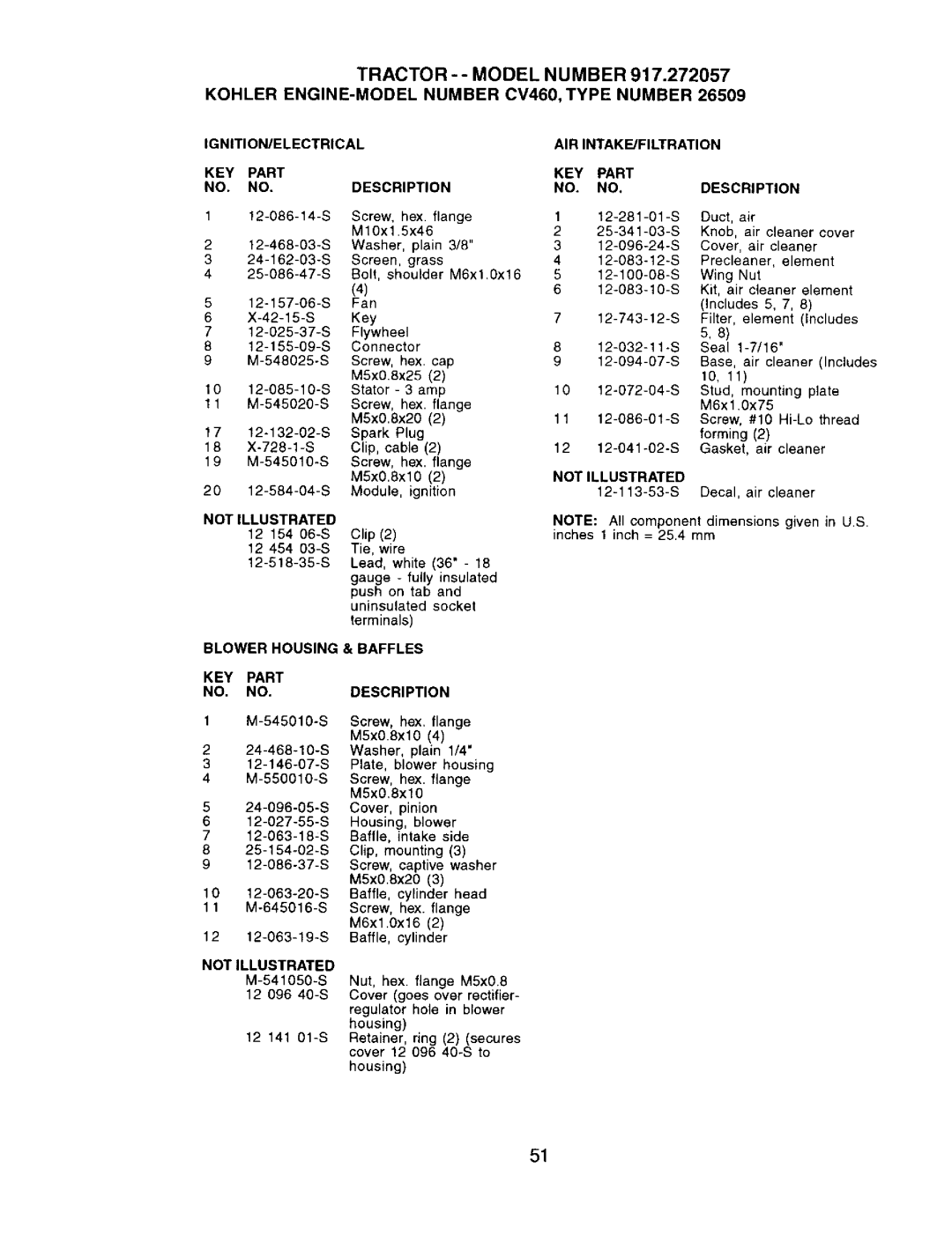 Craftsman 917.272057 owner manual KEY Part NO. no, Pinion 