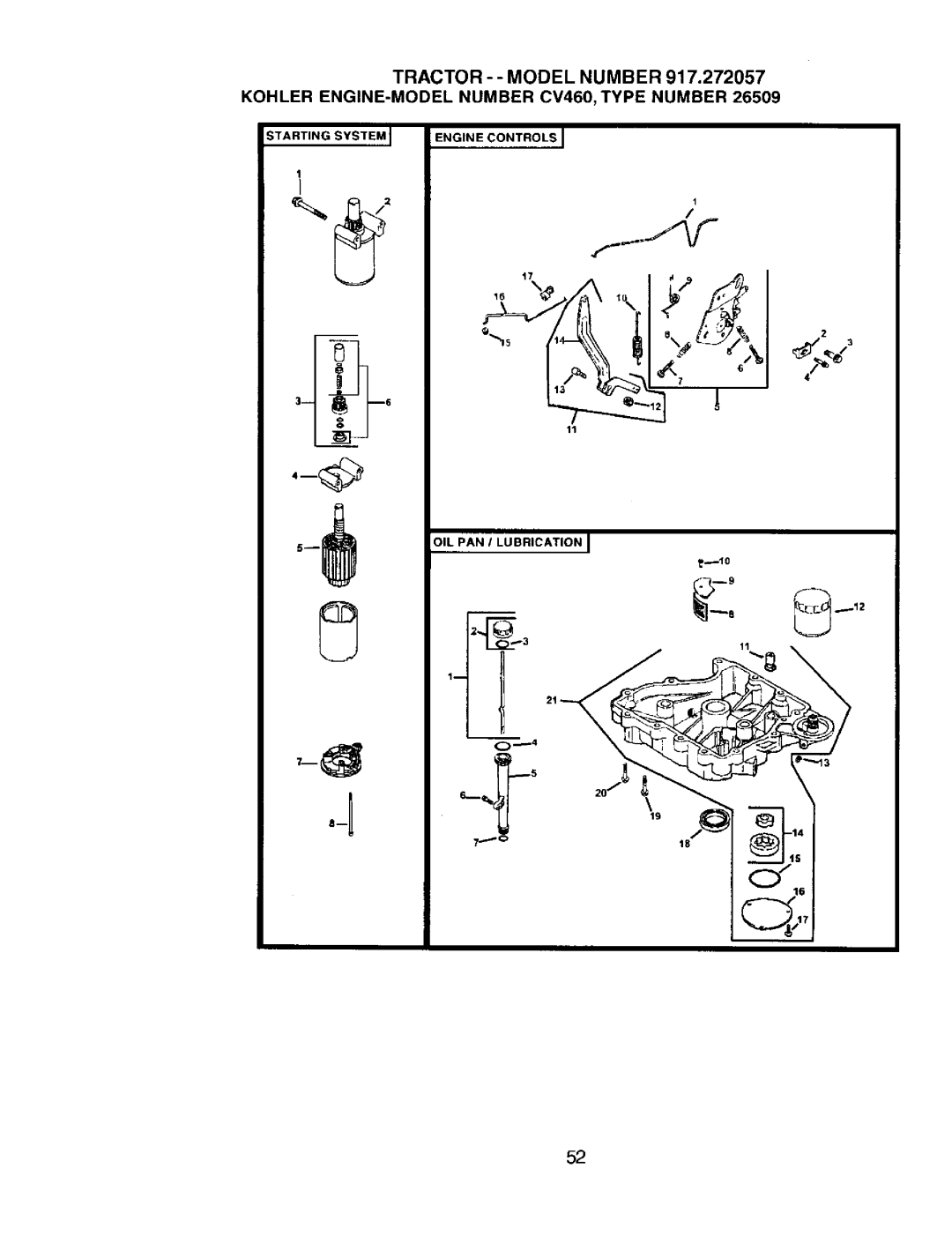 Craftsman 917.272057 owner manual OIL PAN / Lubrication 