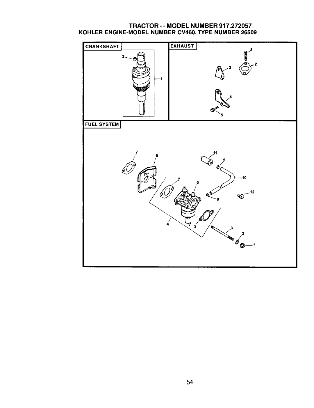 Craftsman 917.272057 owner manual Crankshaftexhaust Fuel System 