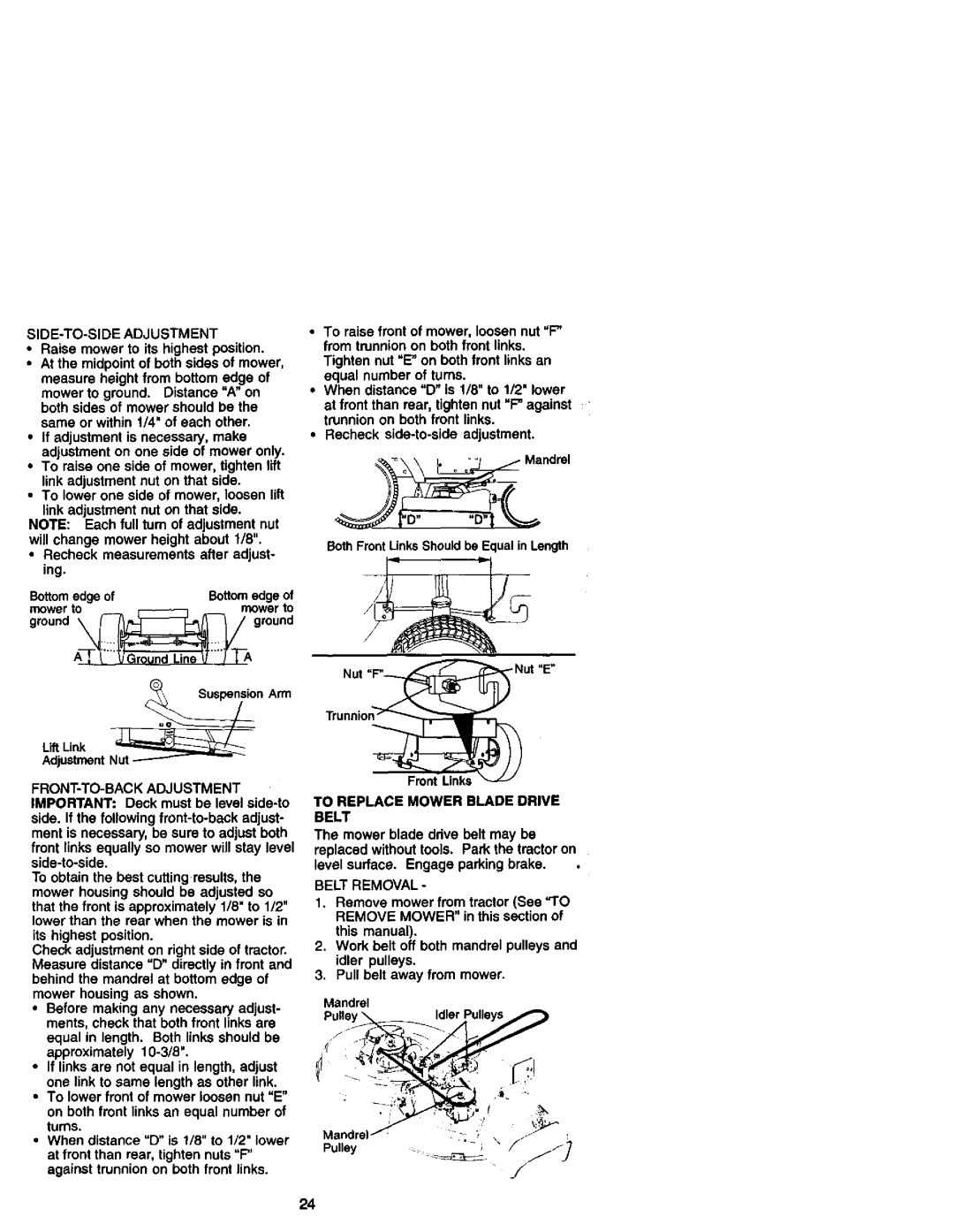 Craftsman 917.27206 owner manual To Replace Mower Blade Drive Belt, Belt Removal 