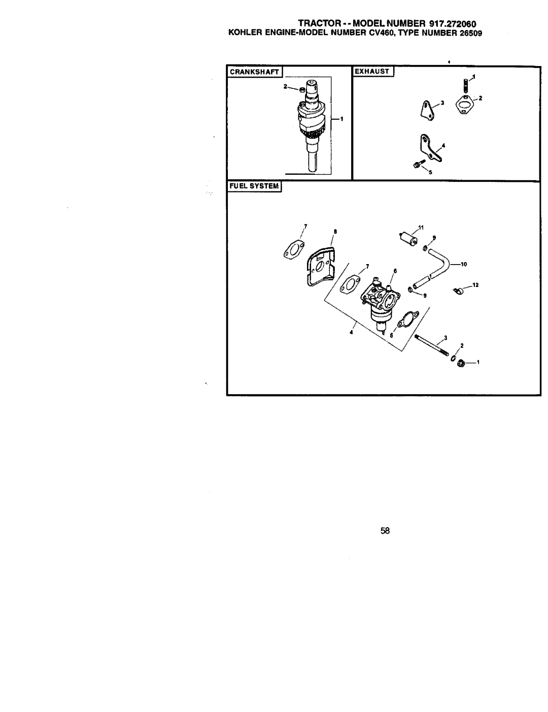 Craftsman 917.27206 owner manual Crankshaft, Exhaustj, Fuelsystem 