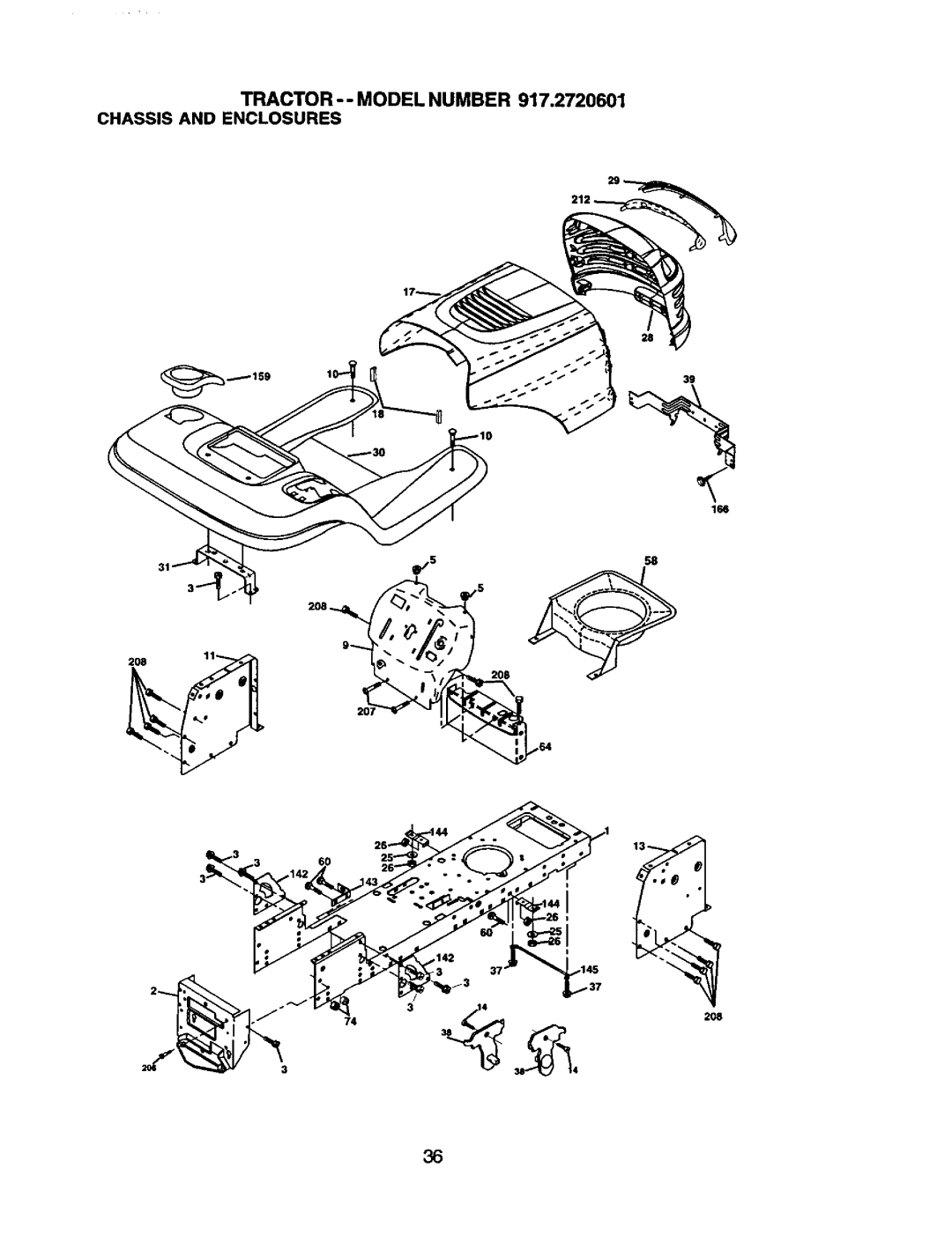 Craftsman manual Tractor -- Model Number 917.2720601 Chassis and Enclosures 