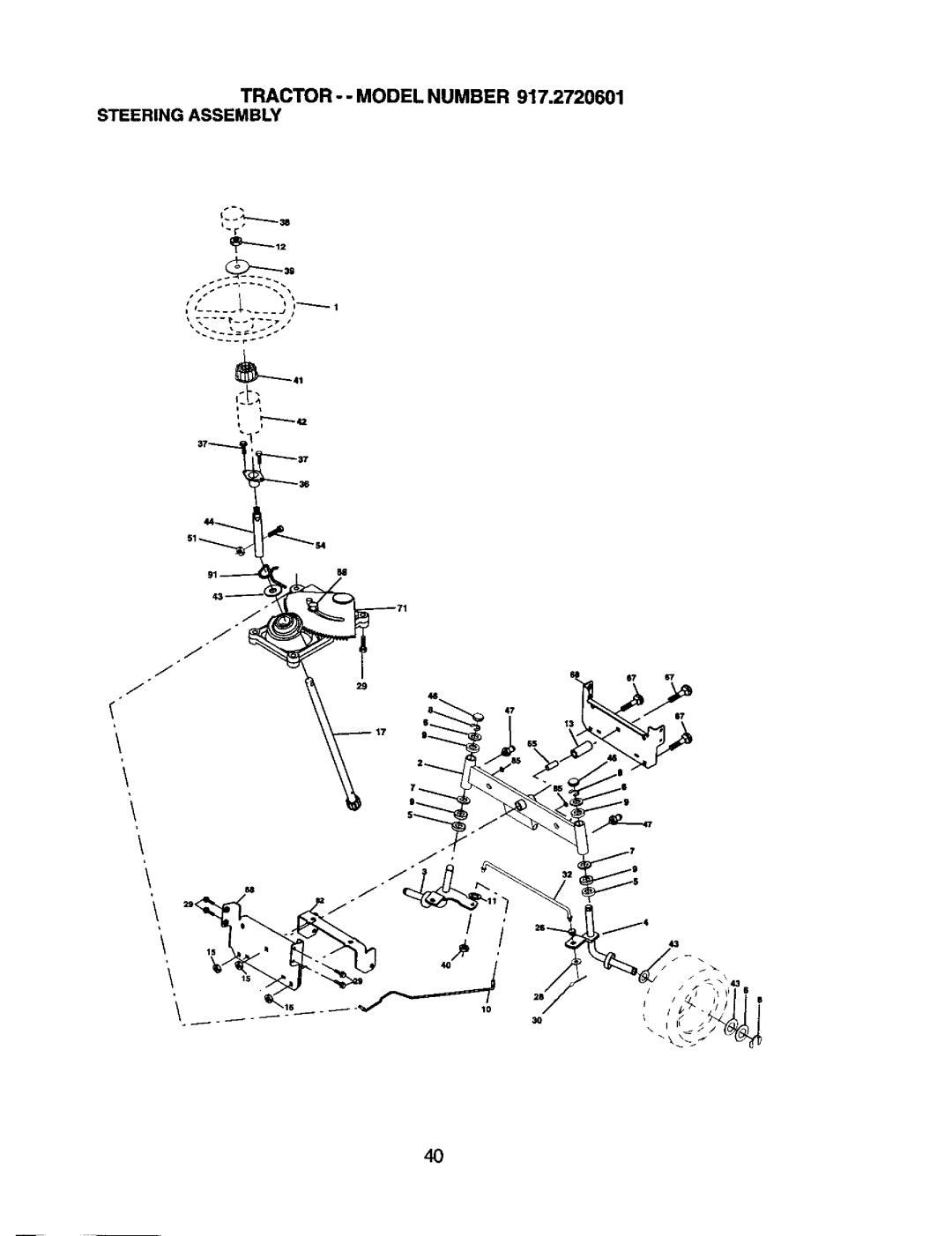 Craftsman manual Tractor -- Model Number 917.2720601 Steering Assembly 
