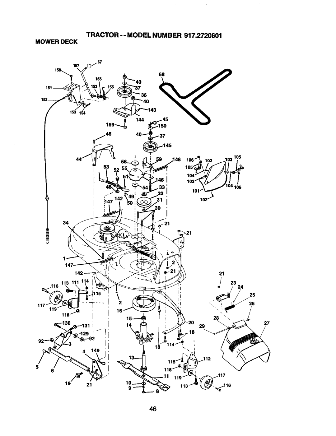 Craftsman 917.2720601 manual Mowerdeck 