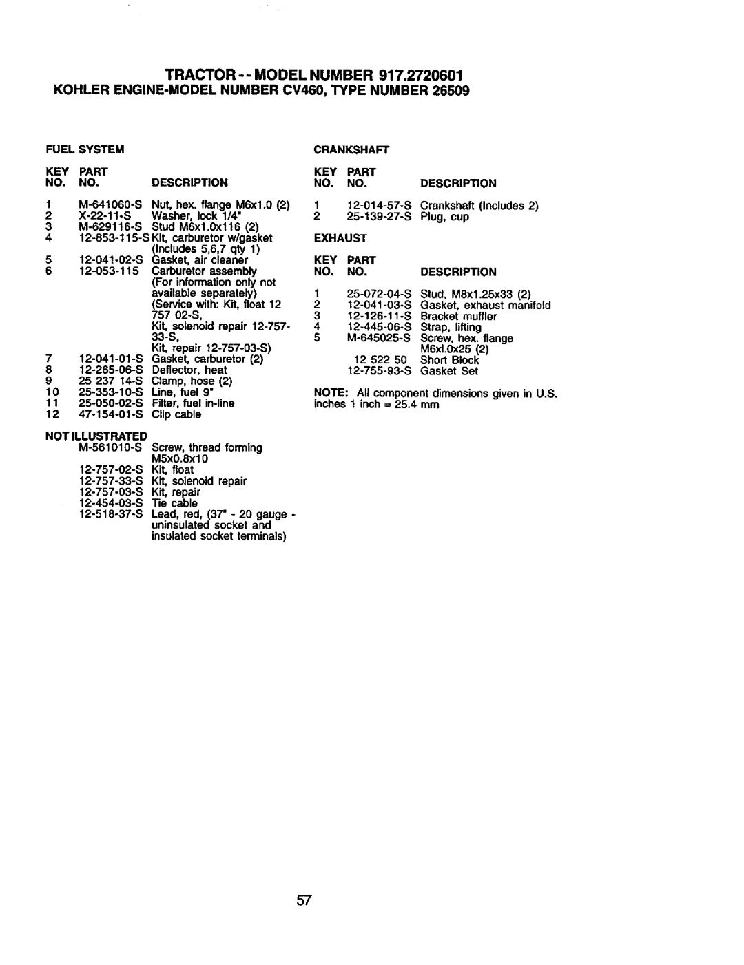 Craftsman 917.2720601 manual SScrew, thread forming M5x0.8xl, SKit, solenoid repair 