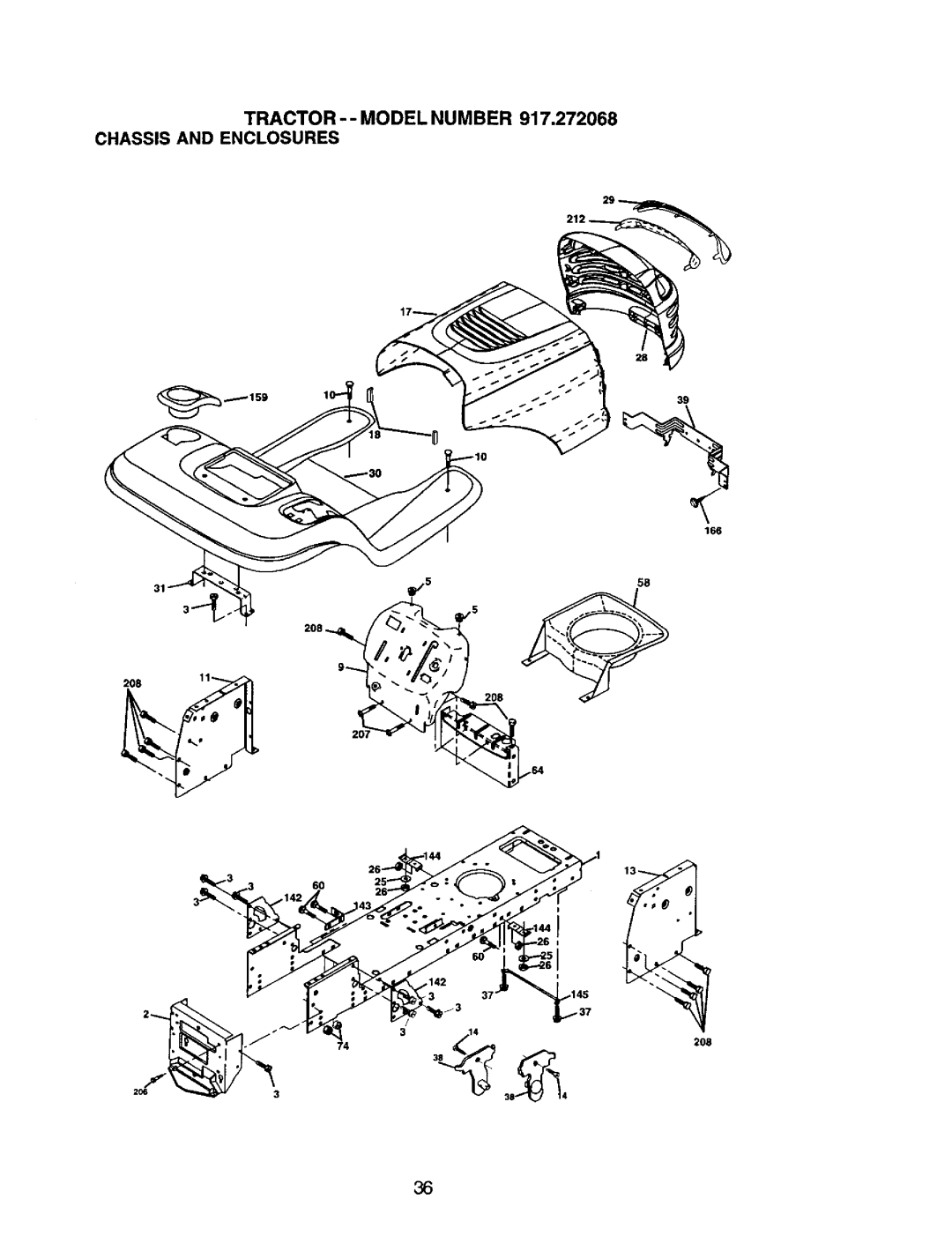 Craftsman 917.272068 owner manual Tractor --MODEL Number Chassis and Enclosures 