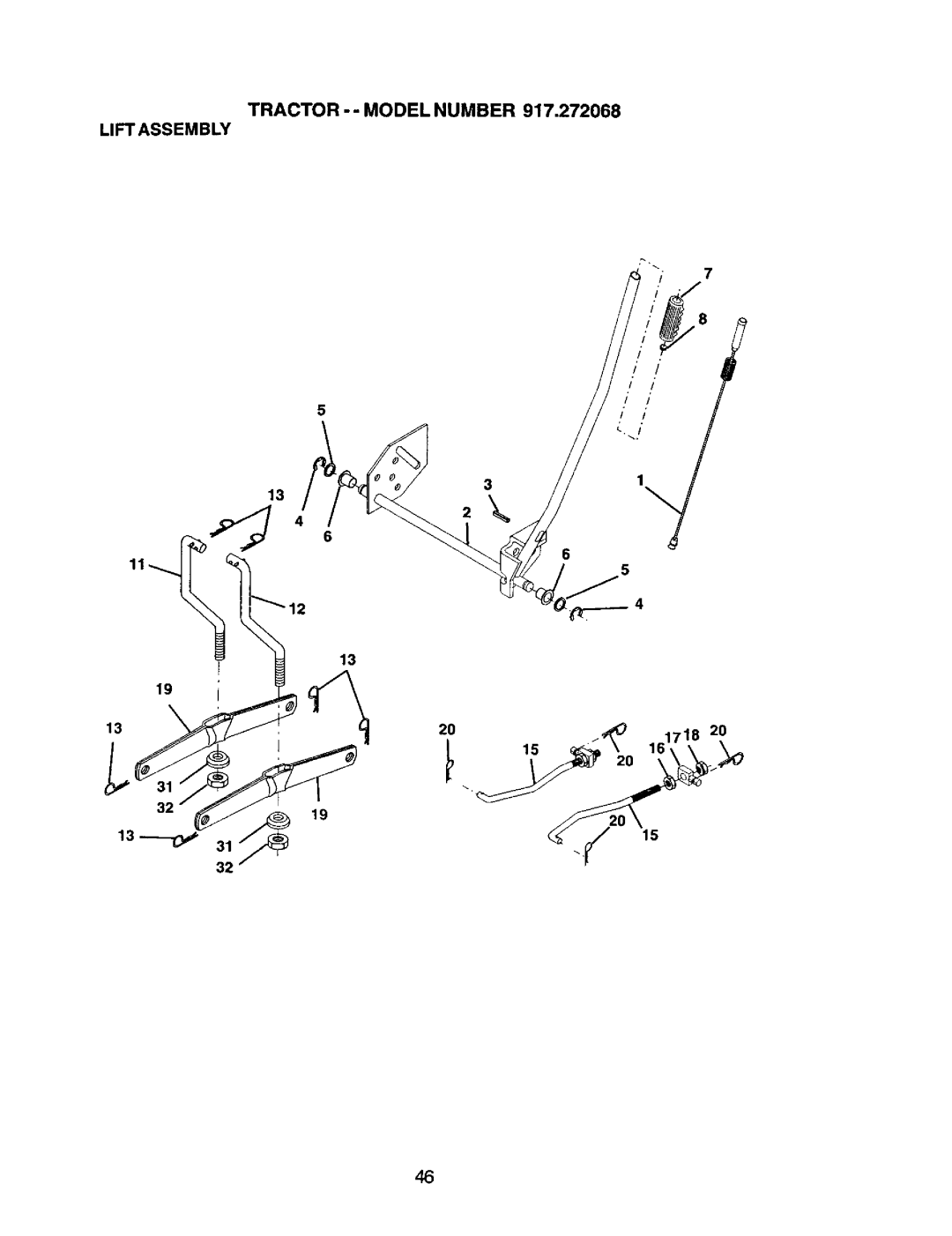 Craftsman 917.272068 owner manual Tractor - Model Number Liftassembly 