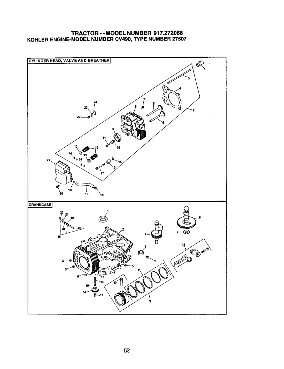 Craftsman 917.272068 owner manual Cylinder Head, Valve And Breather, 12 5m_ 