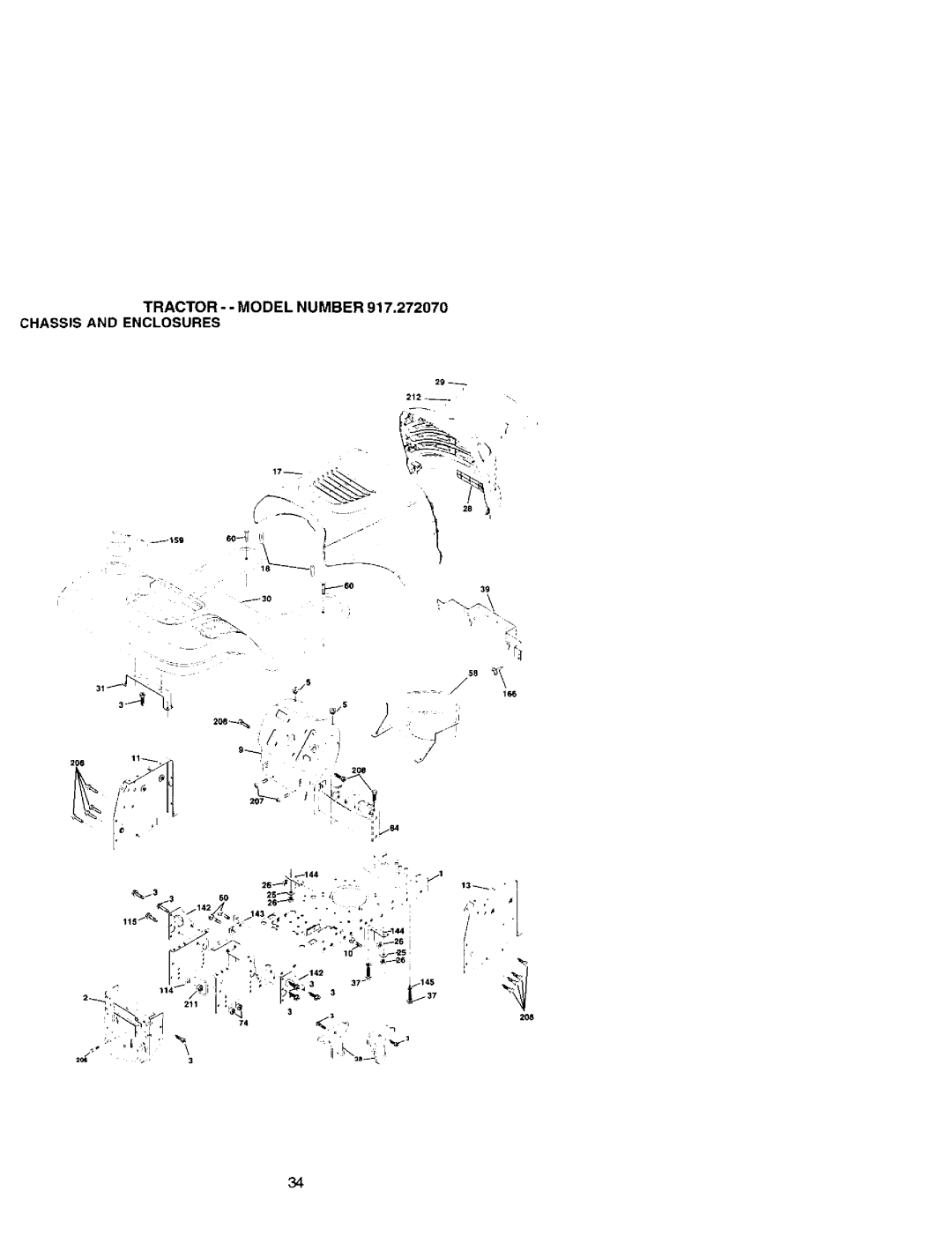 Craftsman 917.27207 owner manual Tractor - Model Number Chassis and Enclosures 