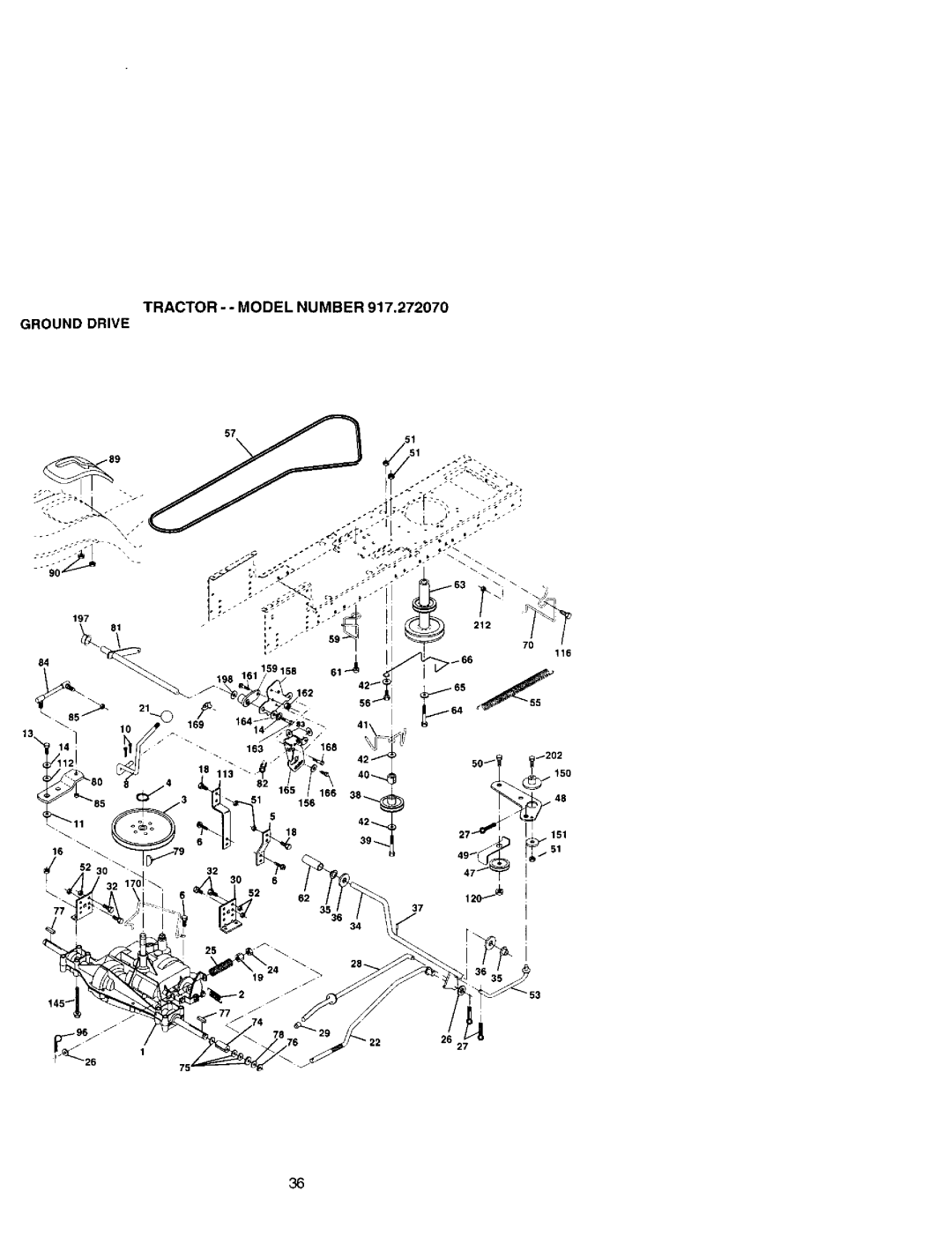 Craftsman 917.27207 owner manual TRACTOR- Model Number Ground Drive, 11G, 150, 166, 156 3537 