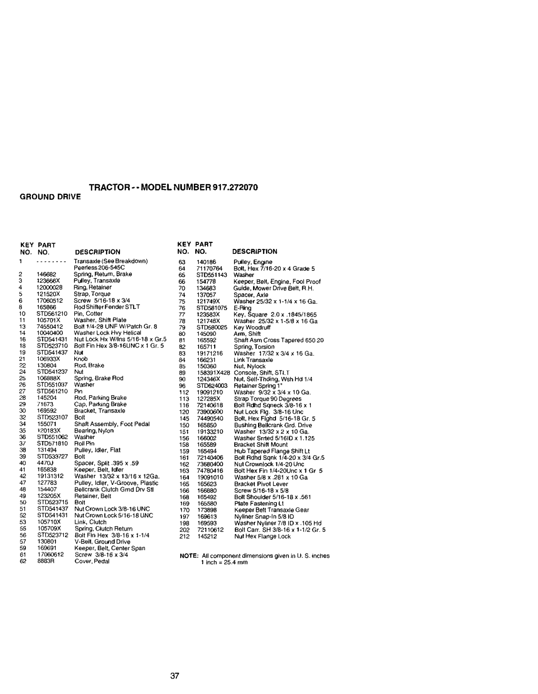 Craftsman 917.27207 Transaxle, Engine, 146682, Return Brake, 105701X, Bo6 1/4-26, Brake Rod, Washer, Nut Lock Fig Unc, Bog 