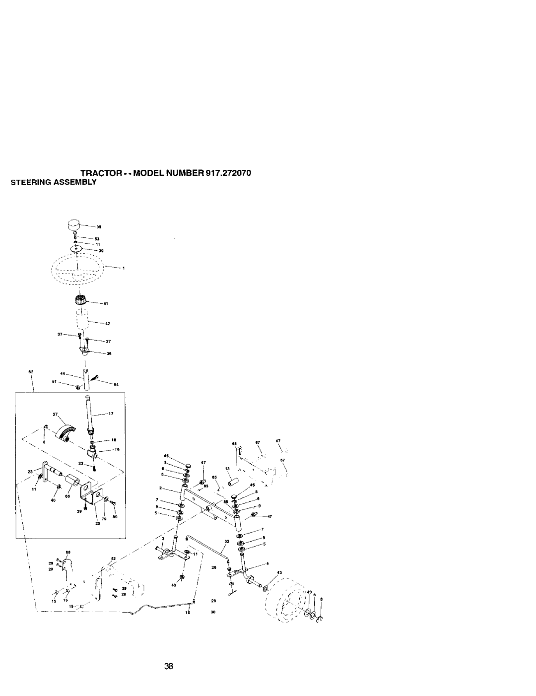 Craftsman 917.27207 owner manual Tractor - Model Number Steering Assembly 