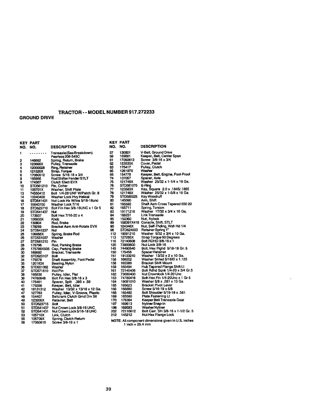 Craftsman 917.272233 owner manual Tractor - Model Number Ground Drive, Evx 