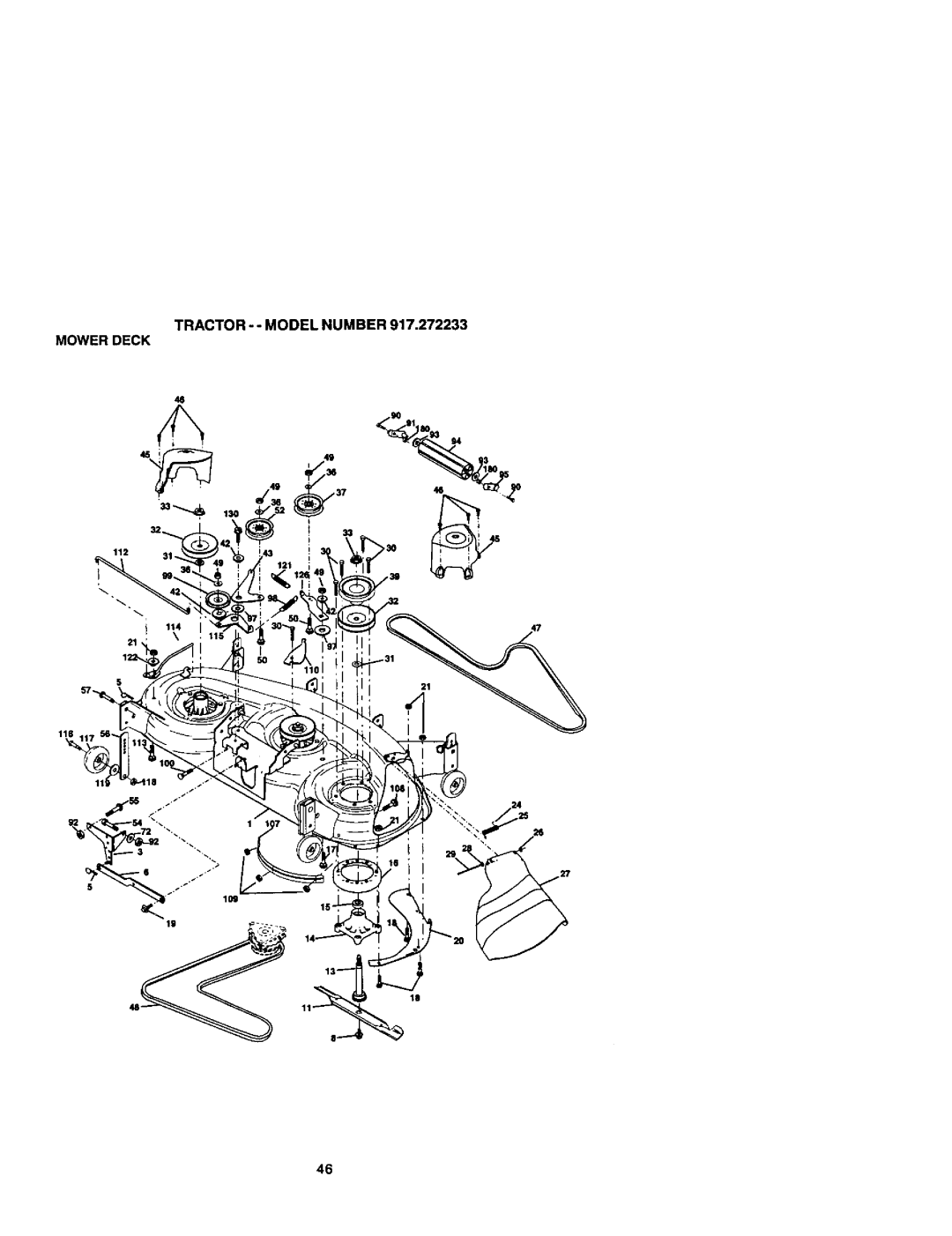 Craftsman 917.272233 owner manual Tractor - Model Number Mowerdeck 