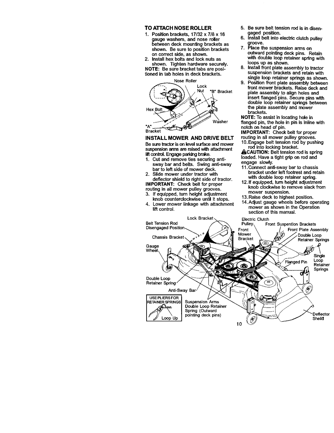 Craftsman 917.27224 Lock Ut B Bracket, Slide mower under tractor with, Lower mower linkage with attachment lift control 