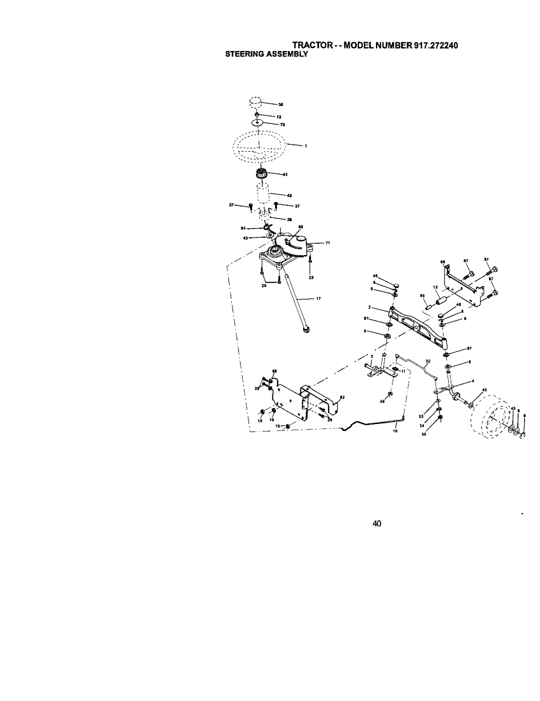 Craftsman 917.27224 manual TRACTOR- -MODEL Number Steering Assembly 