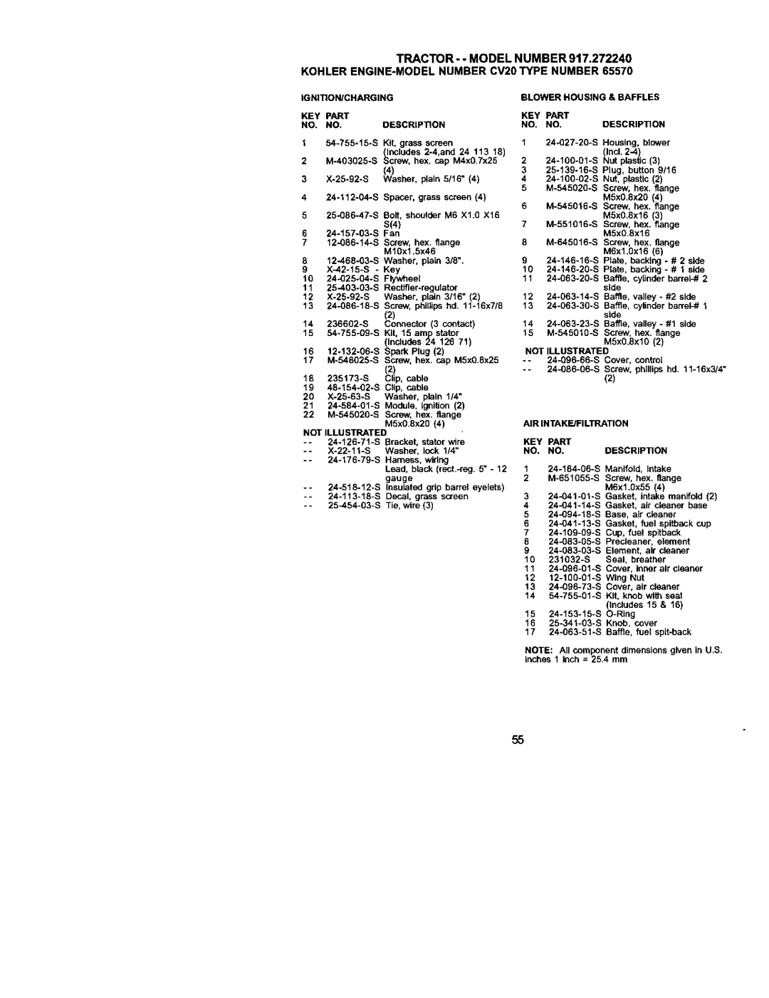 Craftsman 917.27224 manual Ignitionicharging KEY Part Description 