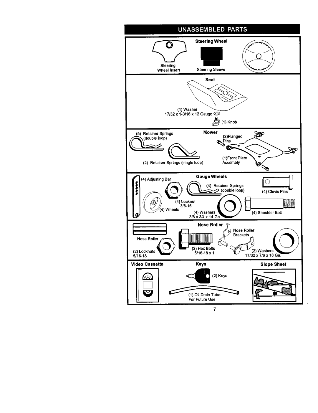 Craftsman 917.27224 manual Steering Wheel, Seat, Slope Sheet 