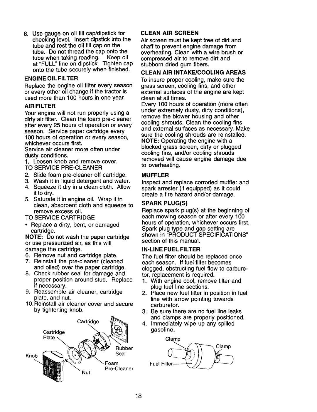 Craftsman 917.272247 owner manual Clean AIR Screen, Clean AIR INTAKE/COOLING Areas, Muffler 