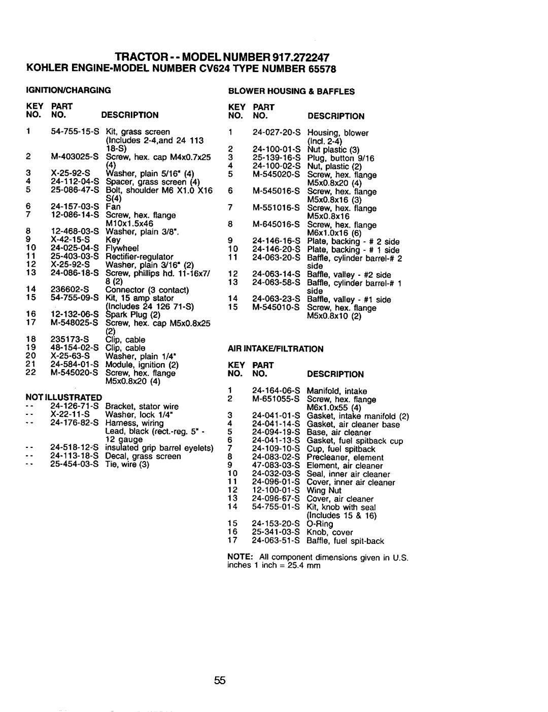 Craftsman 917.272247 owner manual KEY Part NO. NO.DESCRIPTION, KEY Part NO. no 