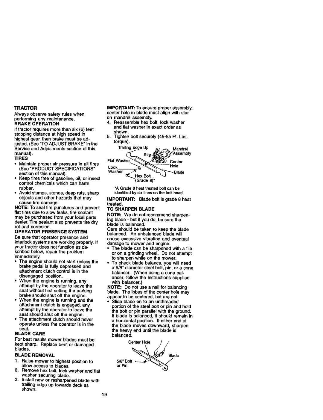 Craftsman 917272261 owner manual Tractor 