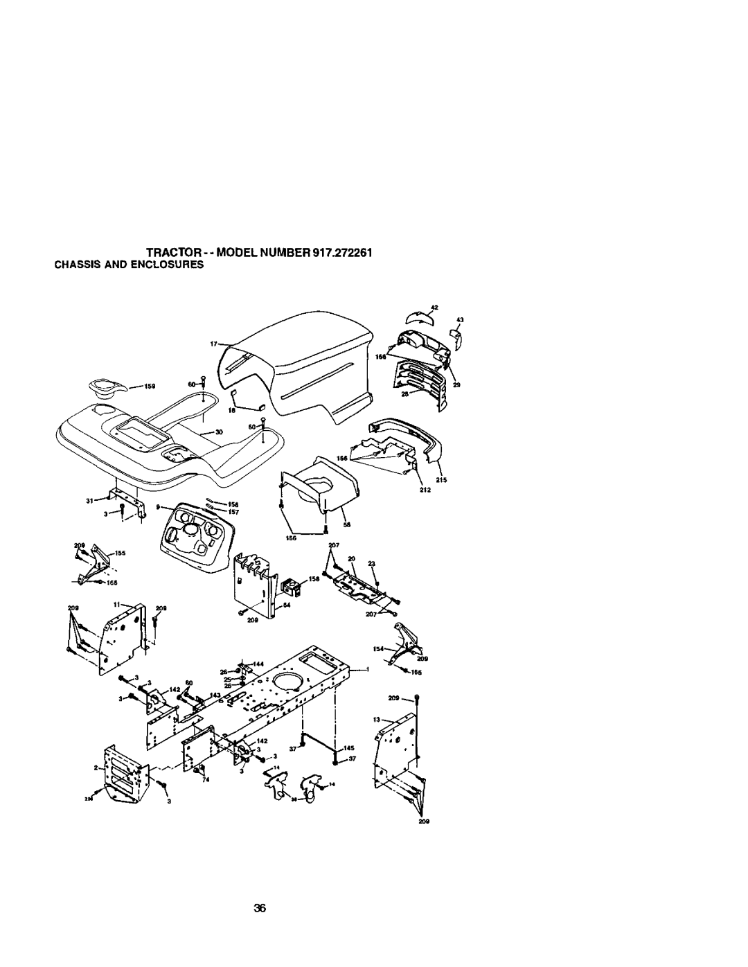 Craftsman 917272261 owner manual TRACTOR- Model Number Chassis and Enclosures 