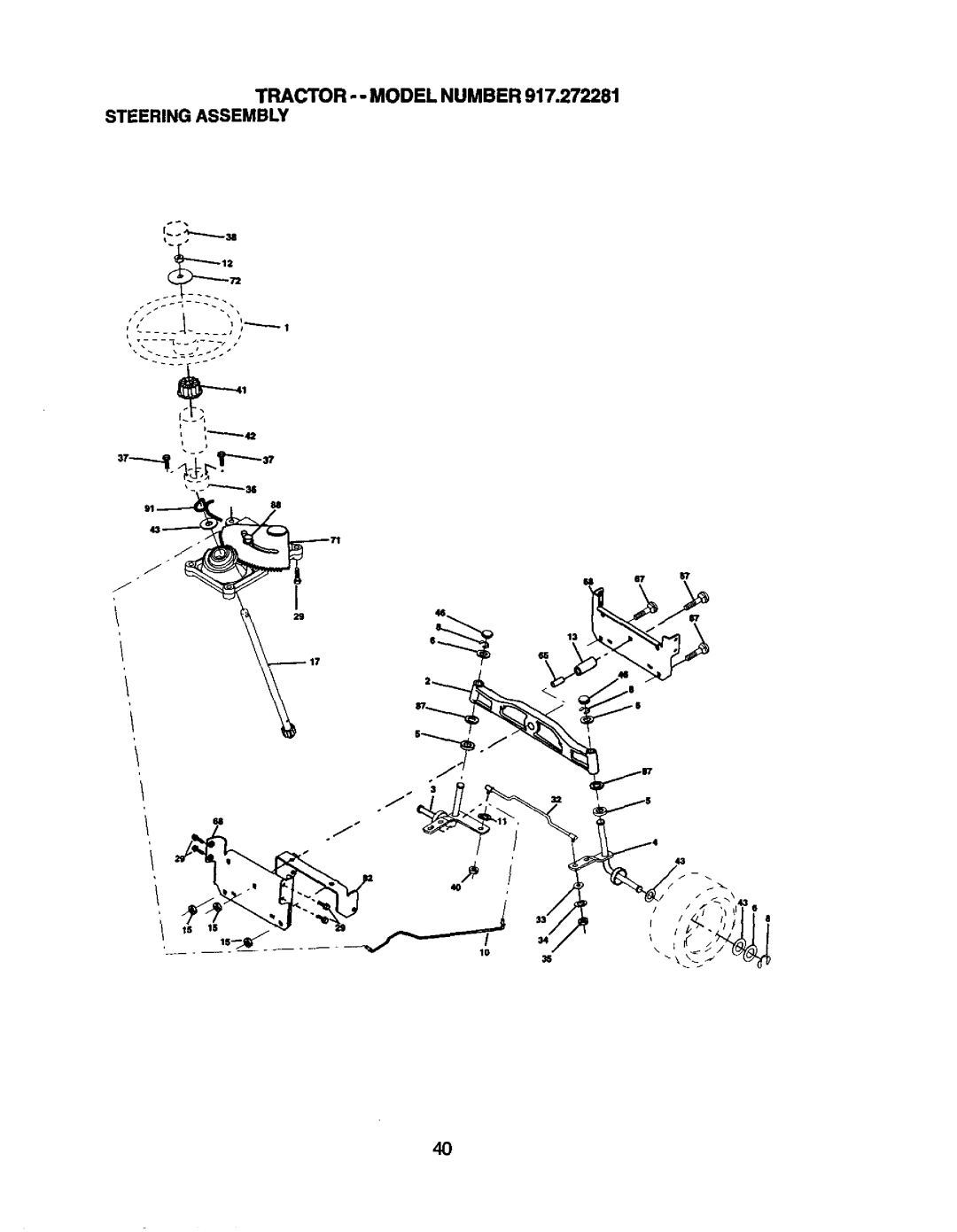 Craftsman owner manual Tractor -- Model Number 917.272281 Steeringassembly 